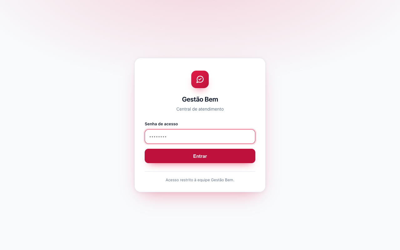 Tela de login do painel do GoWA, com a marca Gestão Bem